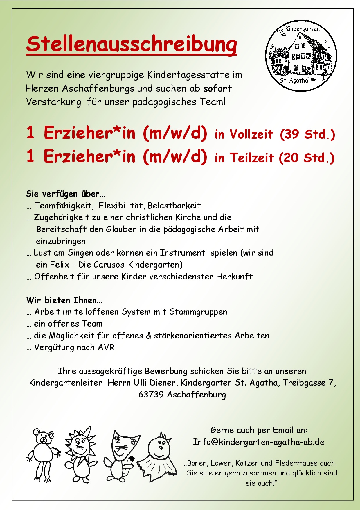 Stellenausschreibung Okt 2021 für Homepage